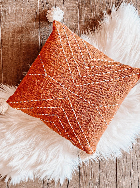 Geometric Boho Pillow with Tassel | 16"