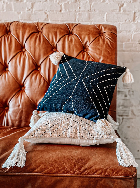 Geometric Boho Pillow with Tassel | 16"