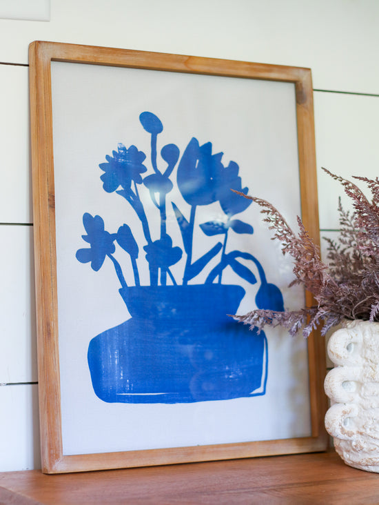 Load image into Gallery viewer, Blue Floral Silhouette Art
