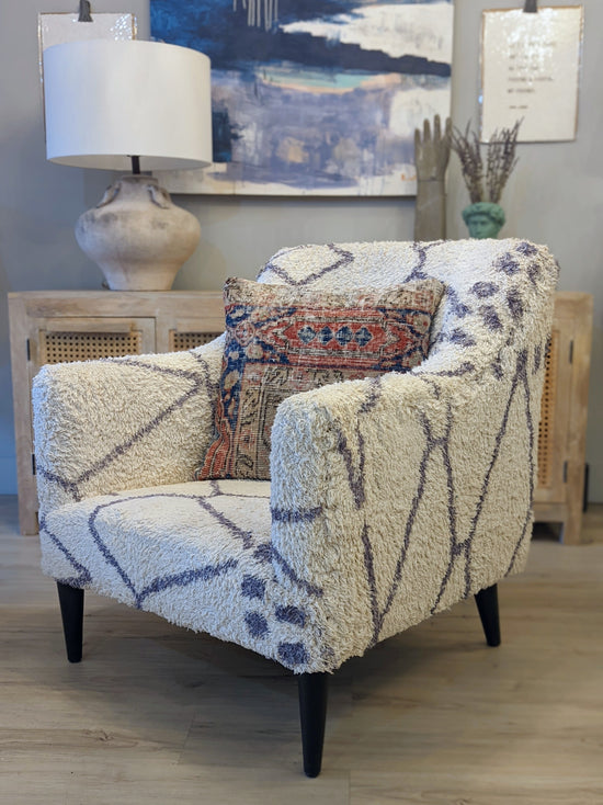 Woven Cotton Shag Upholstered Chair