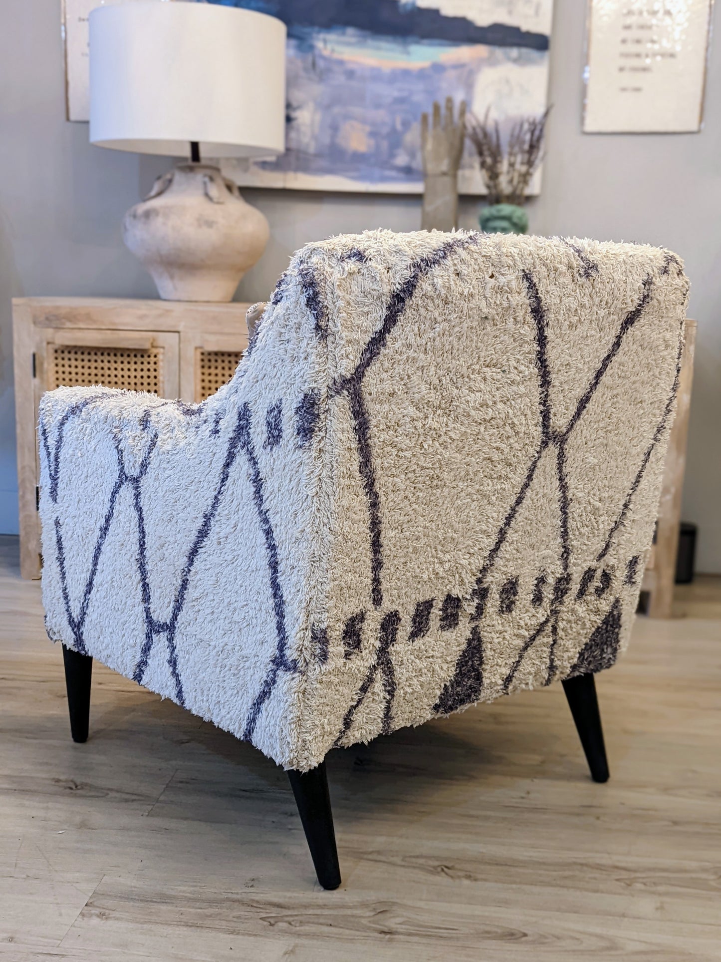 Woven Cotton Shag Upholstered Chair