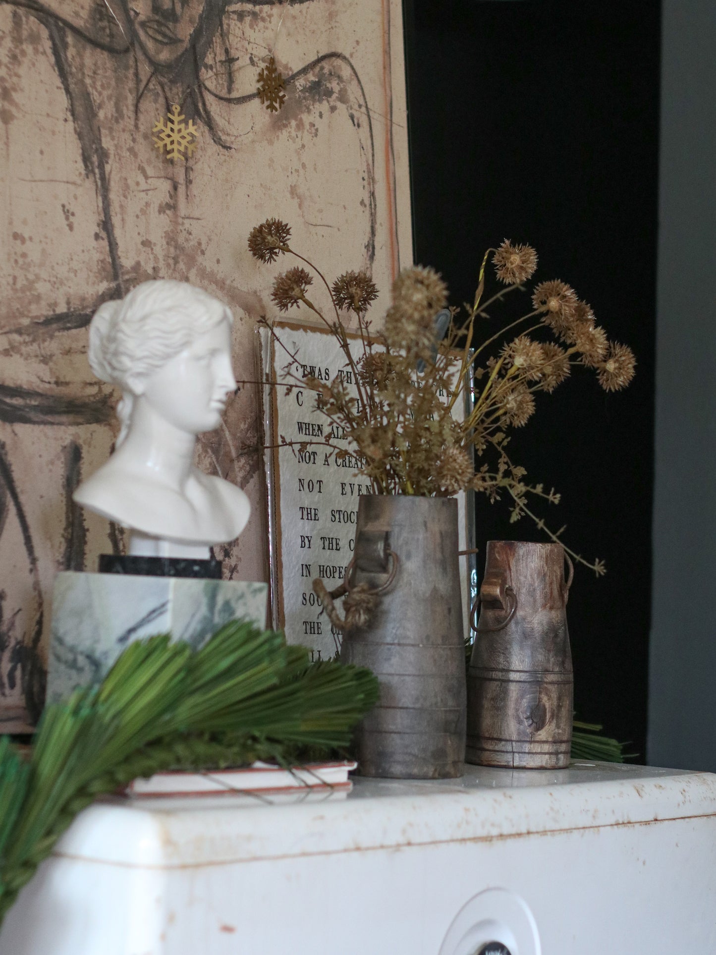 Dried Natural Plume Grass Garland