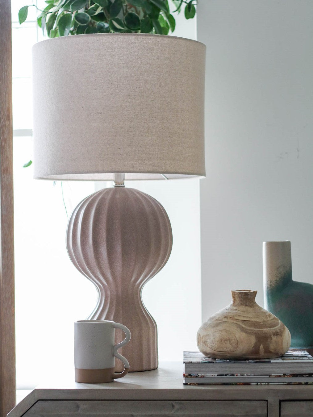 Polished Curves Table Lamp with Linen Shade