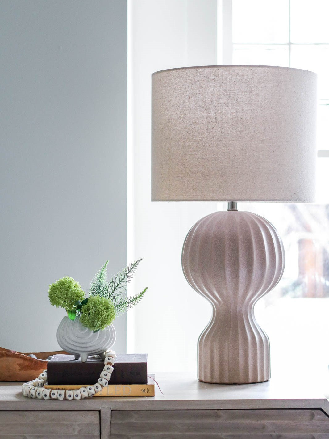 Polished Curves Table Lamp with Linen Shade