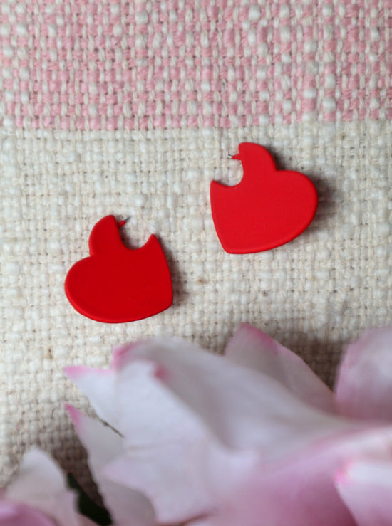 Load image into Gallery viewer, Red Mini Heart Huggies

