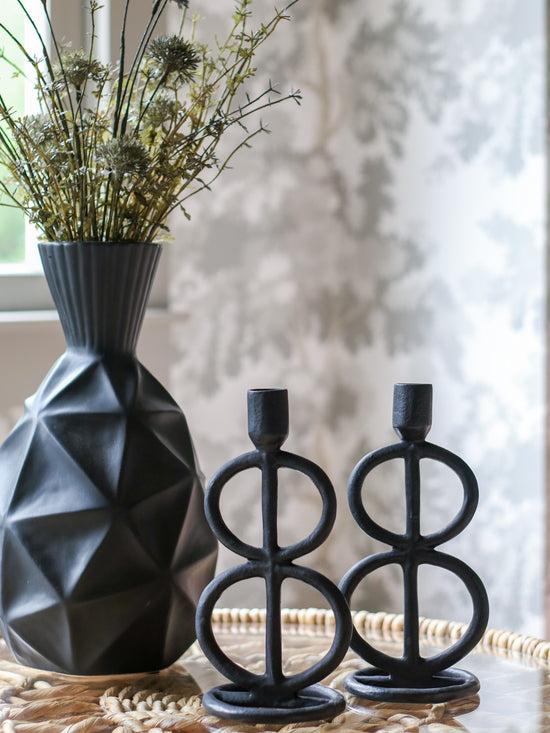 Textured Black Olpe Vase | 13"
