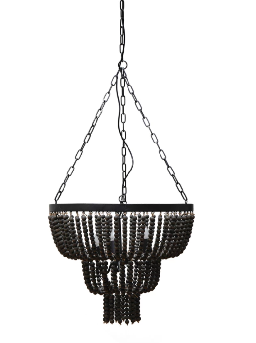 Load image into Gallery viewer, Black Wood Bead Chandelier
