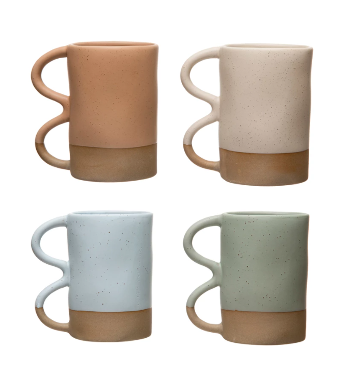 Load image into Gallery viewer, Wave Handle Speckled Stoneware Mug
